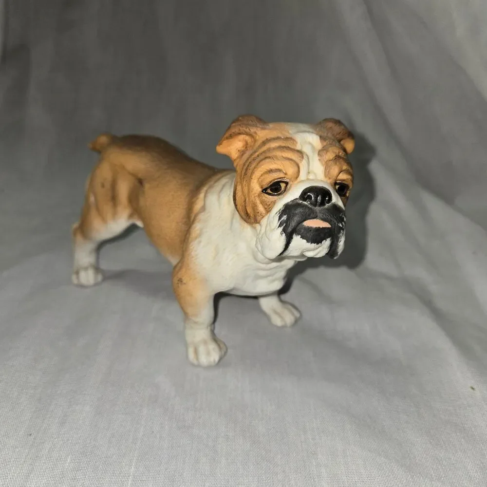 Andrea by Sadek Porcelain Ceramic English Bulldog Figurine Brown & White Japan